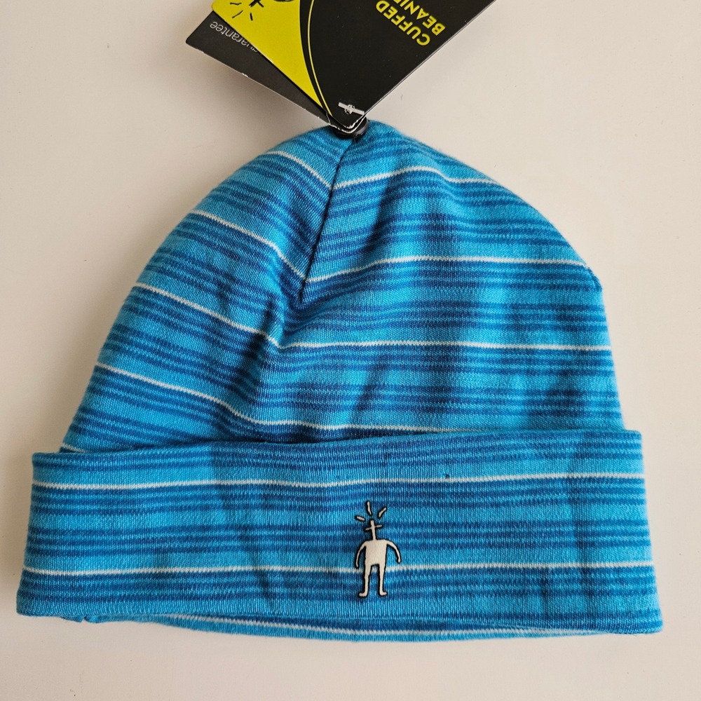 Smartwool Cuffed Beanie Unisex OS Horizon Blue New FLAWS Merino Wool Striped